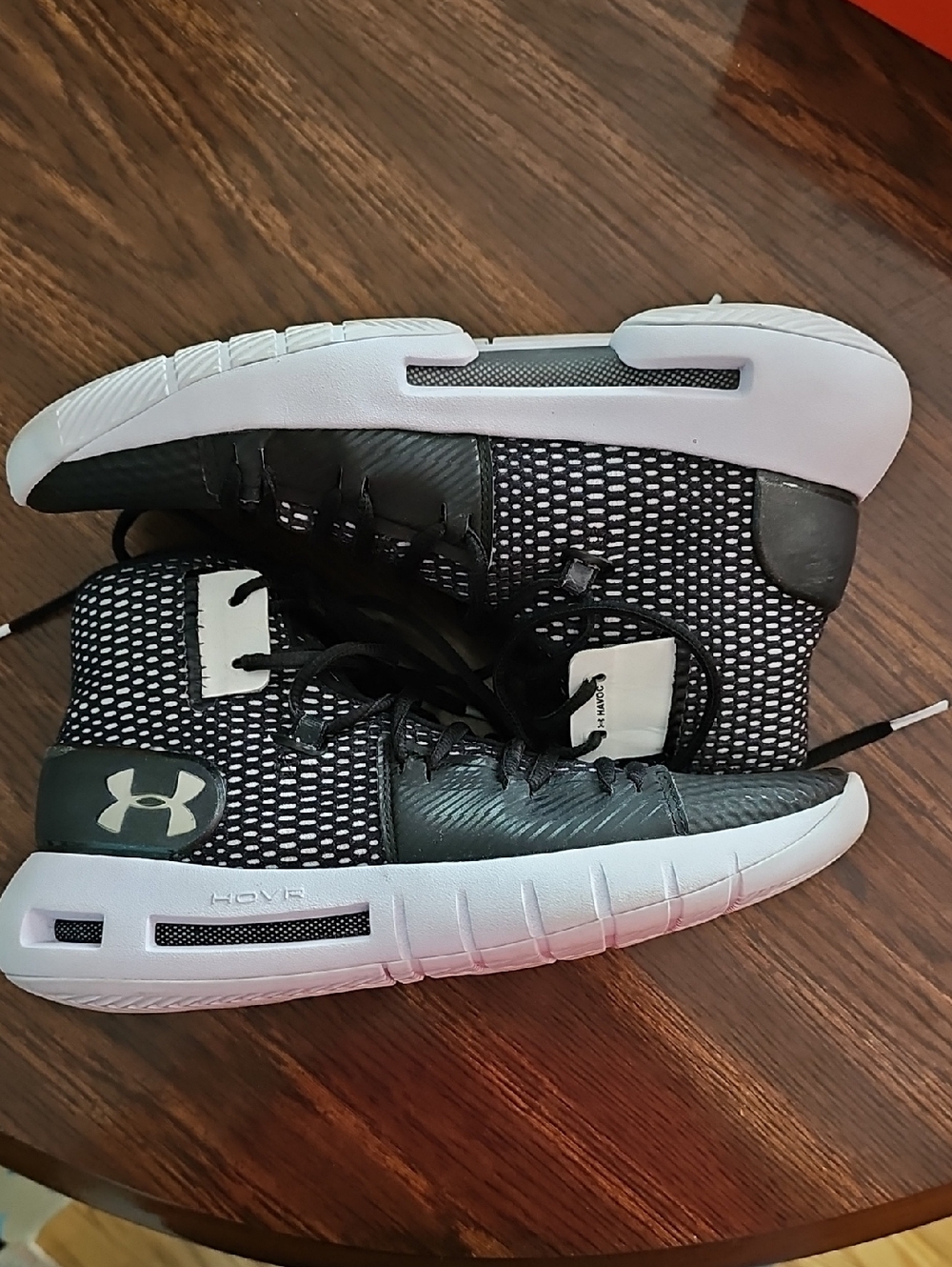 Under Armour Black and White HOVR Knit Sneakers